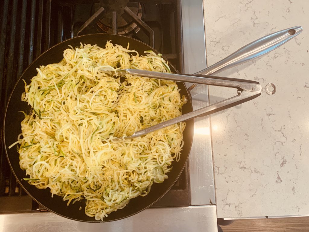 Companion Health Sauteeing Zucchini Noodles or Zoodles