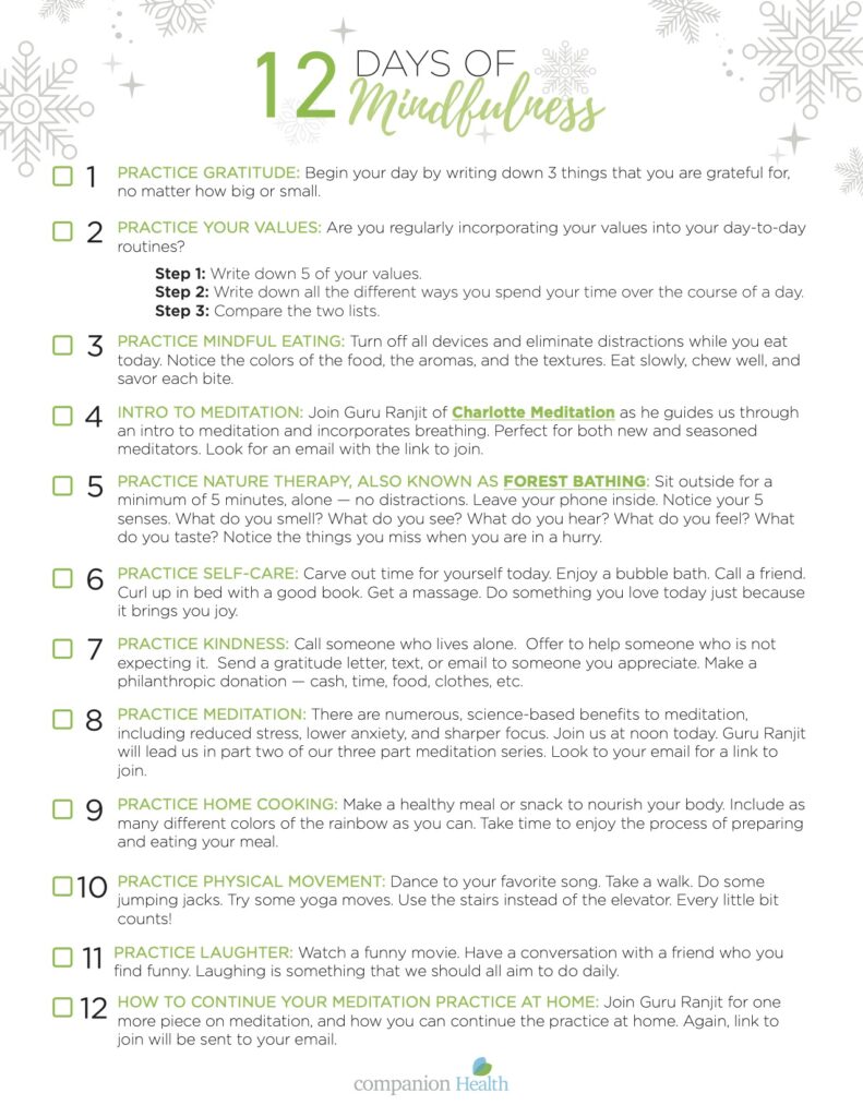 12 Days of Mindfulness - an easy way to start a mindfulness practice